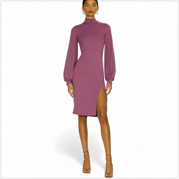 Susana Monaco Mock Neck Long Sleeve Slit Dress Amethyst NWT New S - Picture 1 of 6
